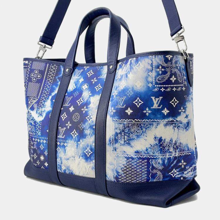 Pre Owned  Louis Vuitton Trolley Blue Monogram Bandana Tote Bag