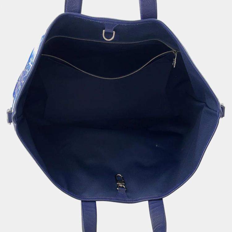 Pre Owned  Louis Vuitton Trolley Blue Monogram Bandana Tote Bag