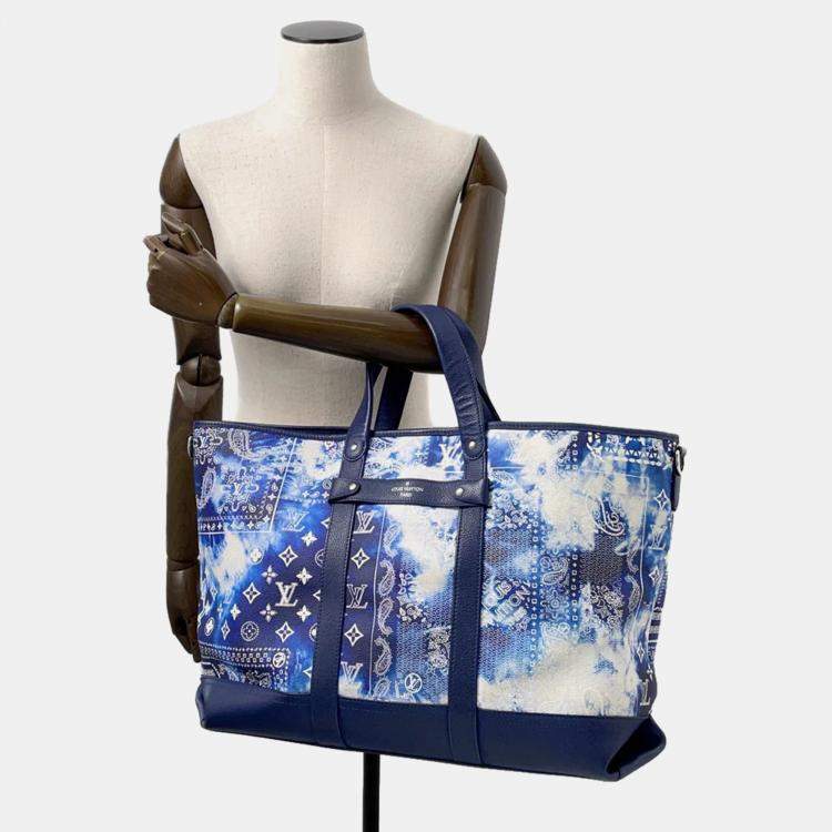 Pre Owned  Louis Vuitton Trolley Blue Monogram Bandana Tote Bag