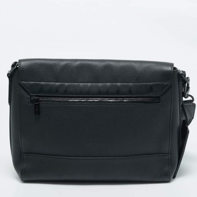Pre Owned Louis Vuitton Black Aerogram Leather Takeoff Messenger Bag
