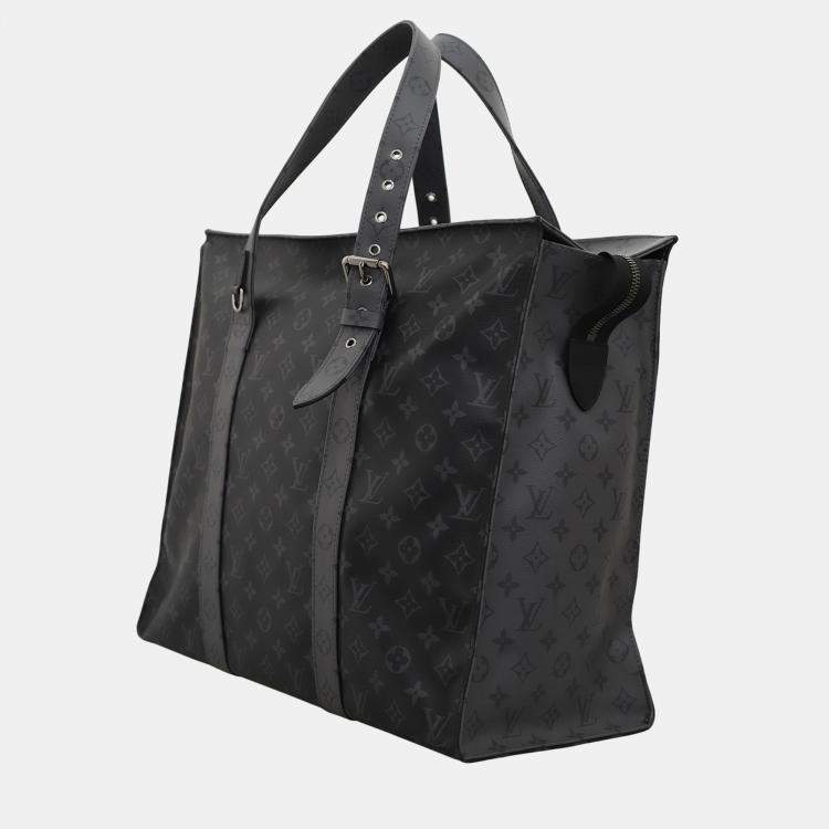 Pre Owned Louis Vuitton New Cabas Zippe Bag Reverse Monogram Eclipse Canvas GM