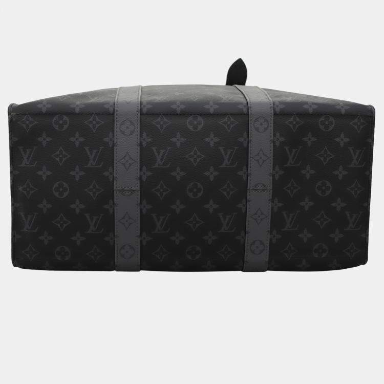 Pre Owned Louis Vuitton New Cabas Zippe Bag Reverse Monogram Eclipse Canvas GM