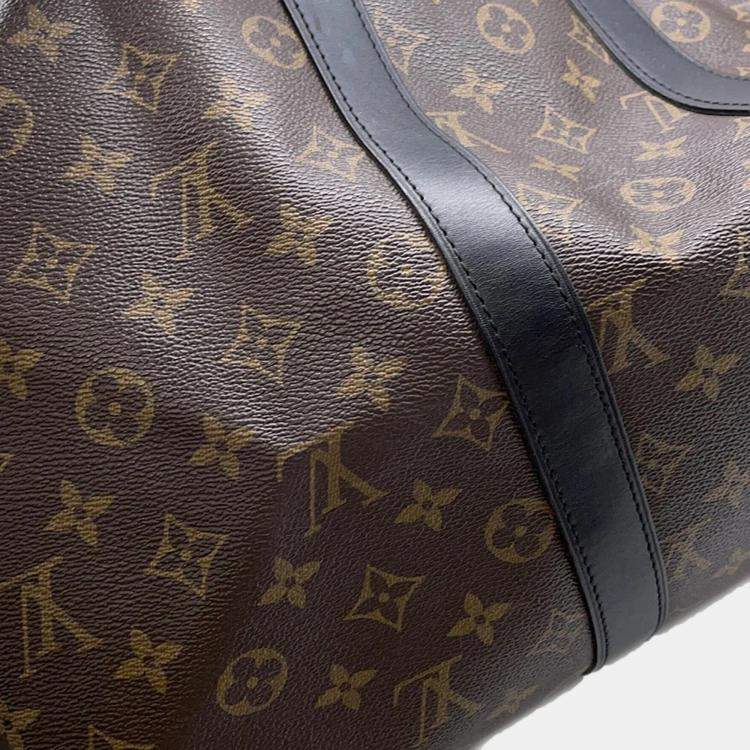 Pre Owned Louis Vuitton Keepall Bandoulière 45 Brown Monogram Macassar Canvas Bag