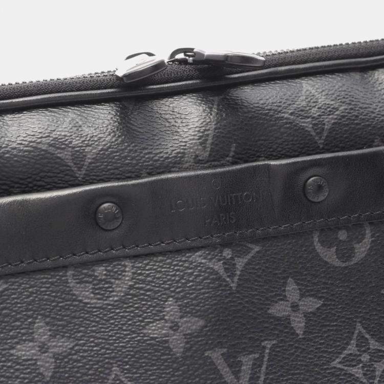 Pre Owned Louis Vuitton Alpha Black Coated Canvas Leather Monogram Eclipse Shoulder Bag 