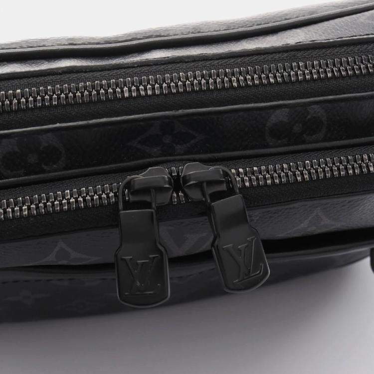 Pre Owned Louis Vuitton Alpha Black Coated Canvas Leather Monogram Eclipse Shoulder Bag 