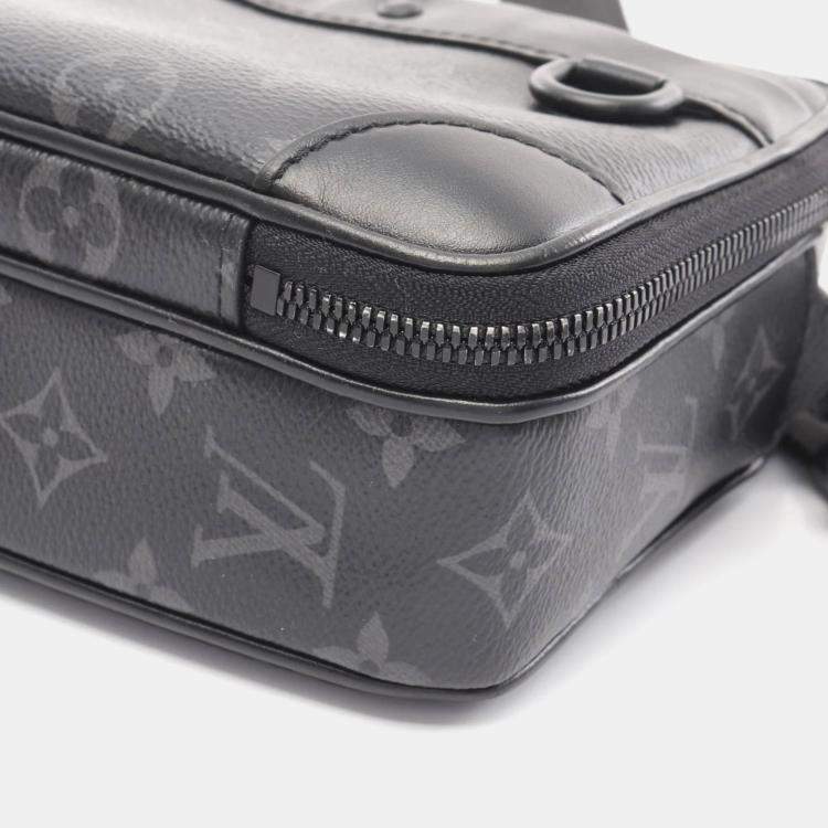 Pre Owned Louis Vuitton Alpha Black Coated Canvas Leather Monogram Eclipse Shoulder Bag 