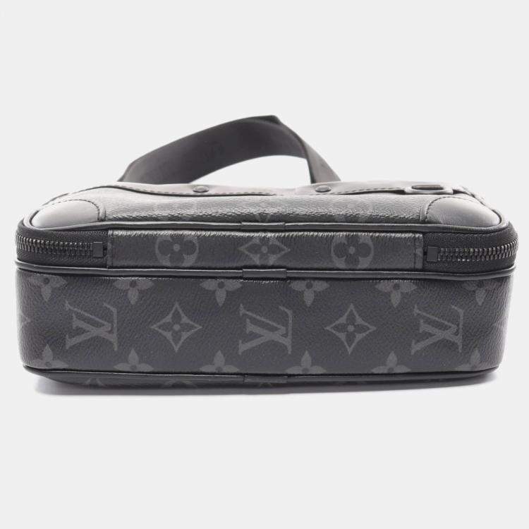 Pre Owned Louis Vuitton Alpha Black Coated Canvas Leather Monogram Eclipse Shoulder Bag 