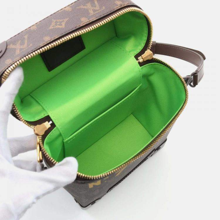 Pre Owned Louis Vuitton Vertical Box Trunk  Brown/Green Coated Canvas Leather Monogram Handbag
