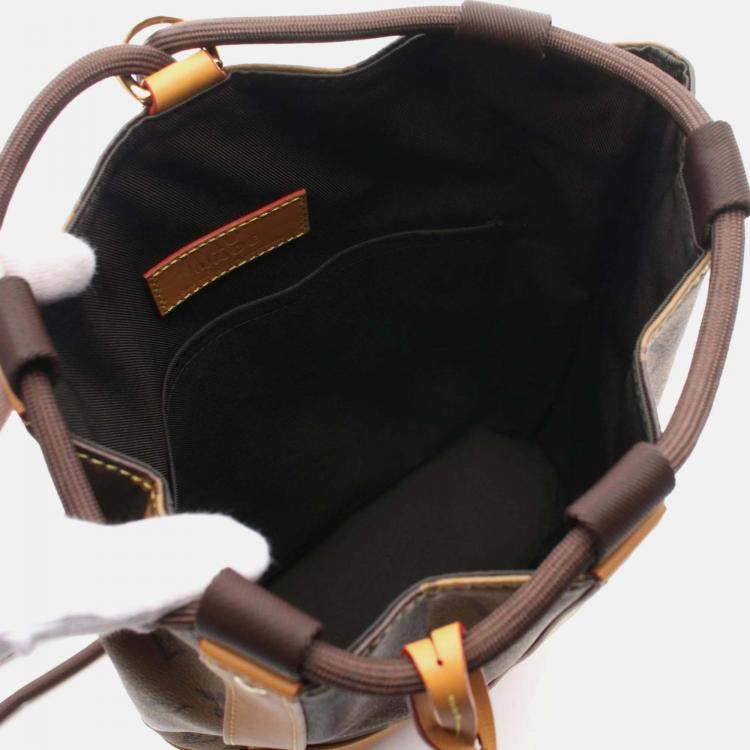 Pre Owned Louis Vuitton X Nigo Randonne Brown Coated Canvas Leather Monogram Stripe Shoulder Bag 