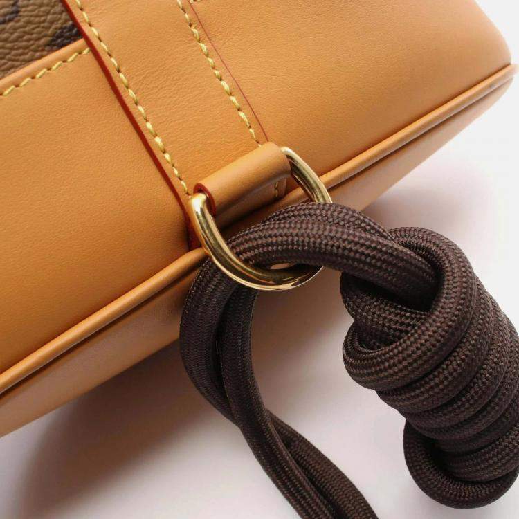 Pre Owned Louis Vuitton X Nigo Randonne Brown Coated Canvas Leather Monogram Stripe Shoulder Bag 