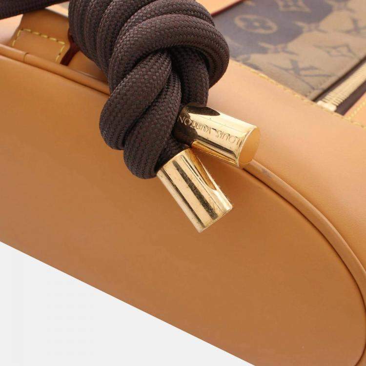 Pre Owned Louis Vuitton X Nigo Randonne Brown Coated Canvas Leather Monogram Stripe Shoulder Bag 