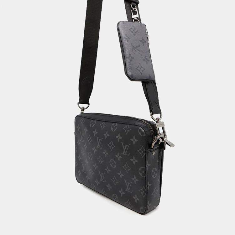 Pre Owned Louis Vuitton Trio Messenger Noir Monogram Eclipse Monogram Eclipse Reverse