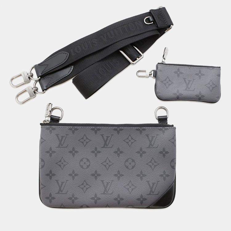 Pre Owned Louis Vuitton Trio Messenger Noir Monogram Eclipse Monogram Eclipse Reverse