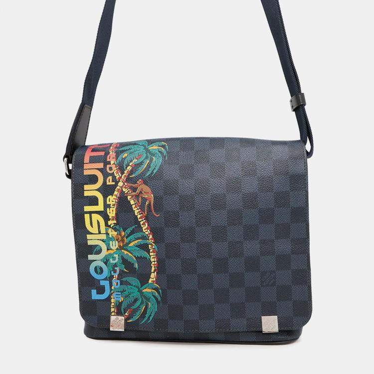 Pre Owned Louis Vuitton District Noir Damier Cobalt Canvas Size Pm