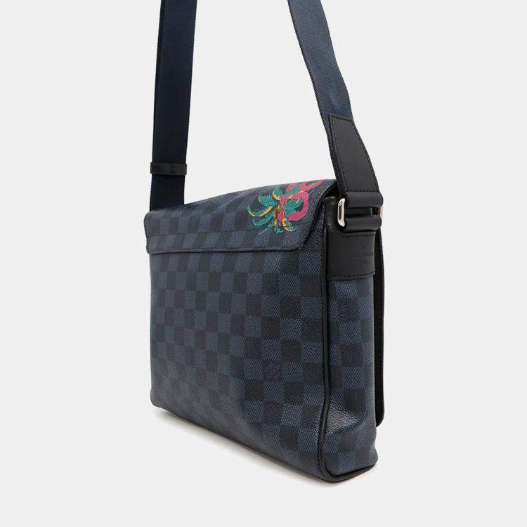 Pre Owned Louis Vuitton District Noir Damier Cobalt Canvas Size Pm