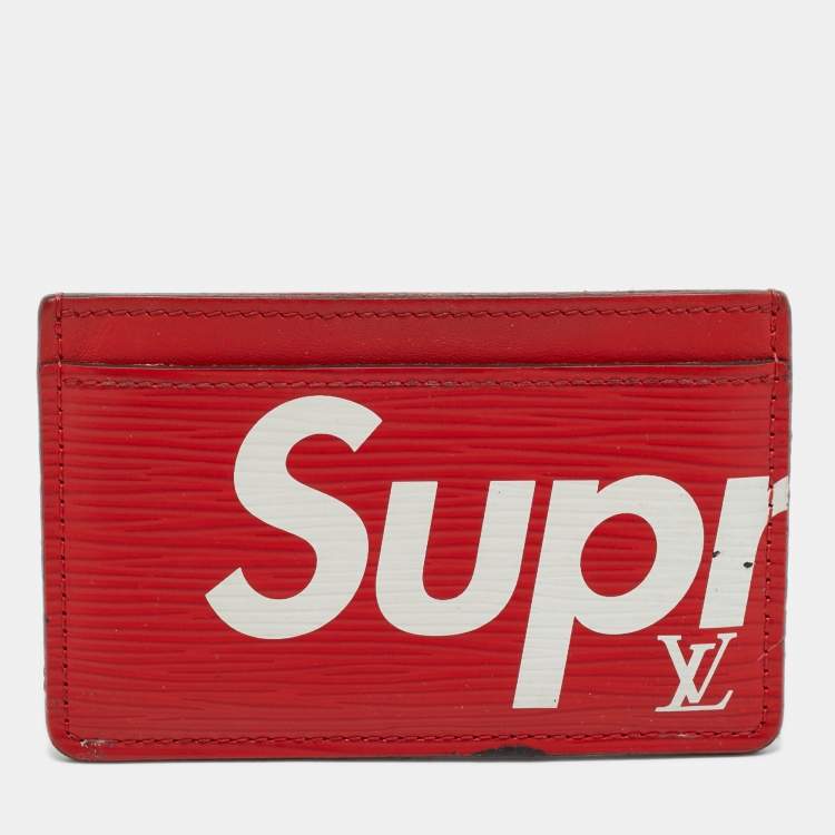 Pre Owned Louis Vuitton x Supreme Piment Epi Leather Porte Cartes Simple Card Holder 