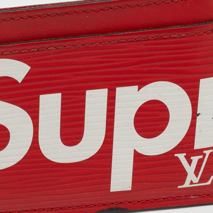 Pre Owned Louis Vuitton x Supreme Piment Epi Leather Porte Cartes Simple Card Holder 