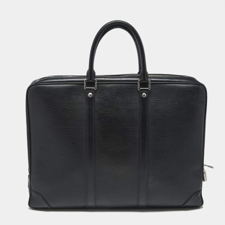 Pre Owned Louis Vuitton Black Epi Leather Porte Documents Voyage GM Bag