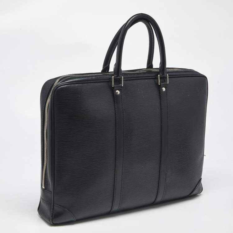 Pre Owned Louis Vuitton Black Epi Leather Porte Documents Voyage GM Bag