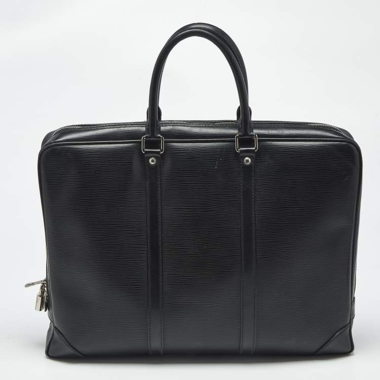 Pre Owned Louis Vuitton Black Epi Leather Porte Documents Voyage GM Bag