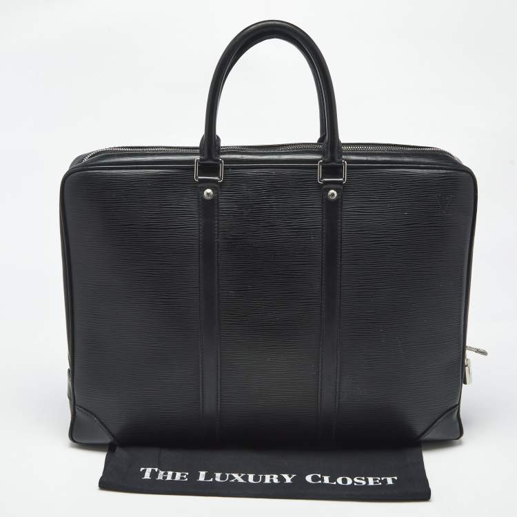 Pre Owned Louis Vuitton Black Epi Leather Porte Documents Voyage GM Bag