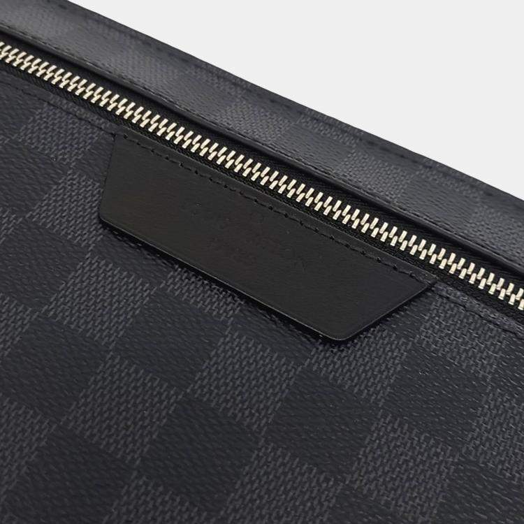 Pre Owned Louis Vuitton Black Leather Graphite Pochette 24H Clutch