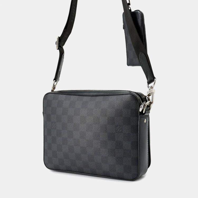 Pre Owned Louis Vuitton Trio Messenger Animal Noir Damier Graphite Crossbody Bag