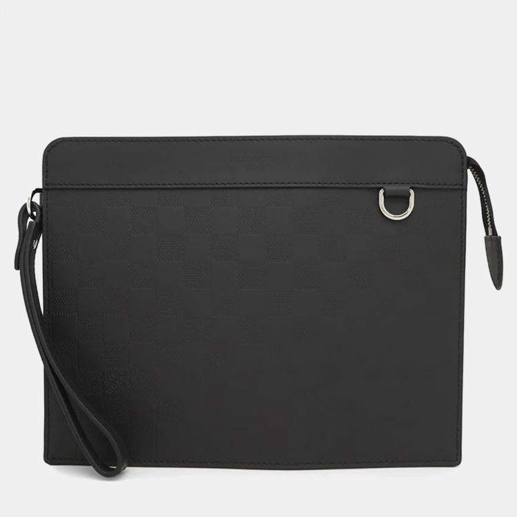 Pre Owned Louis Vuitton Stand Pouch Noir Damier Infini Leather Clutch Bag