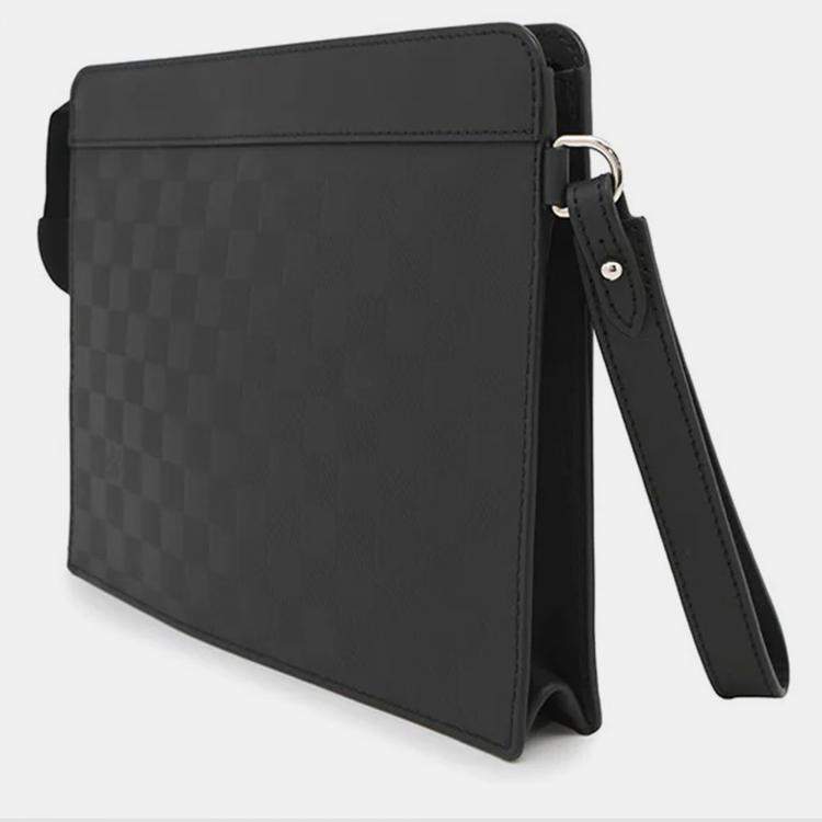 Pre Owned Louis Vuitton Stand Pouch Noir Damier Infini Leather Clutch Bag