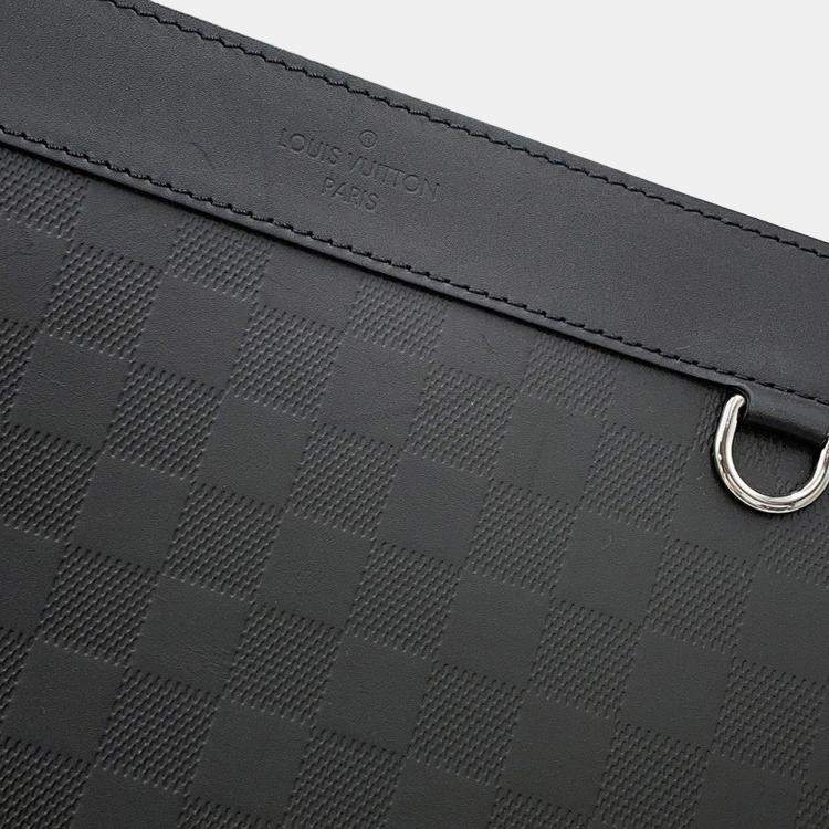 Pre Owned Louis Vuitton Stand Pouch Noir Damier Infini Leather Clutch Bag