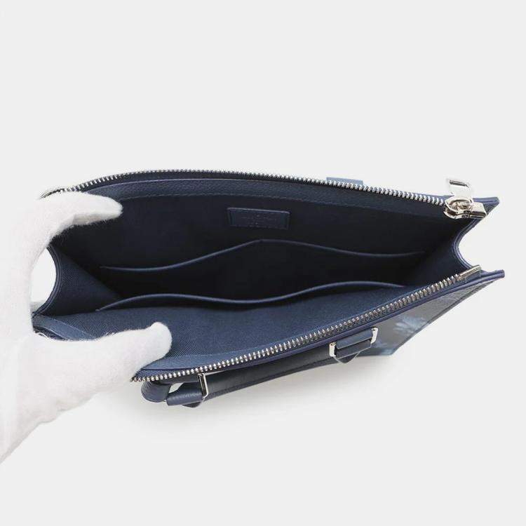 Pre Owned Louis Vuitton Sac Plat Messenger Navy Monogram Watercolor Canvas Bag