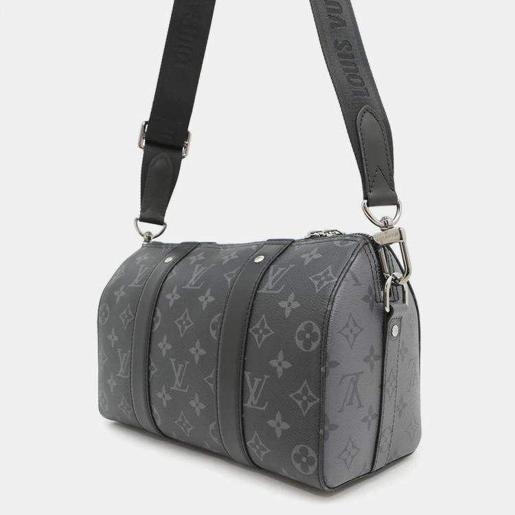 Pre Owned Louis Vuitton City Keepall Noir Monogram Eclipse Reverse Canvas Shoulder Bag