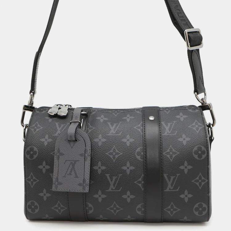 Pre Owned Louis Vuitton City Keepall Noir Monogram Eclipse Reverse Canvas Shoulder Bag