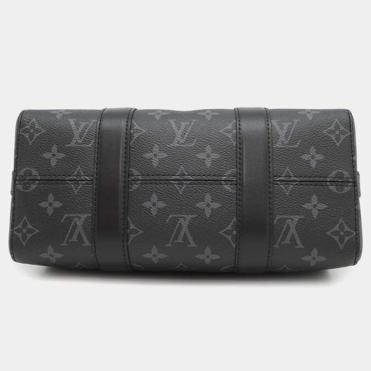 Pre Owned Louis Vuitton City Keepall Noir Monogram Eclipse Reverse Canvas Shoulder Bag