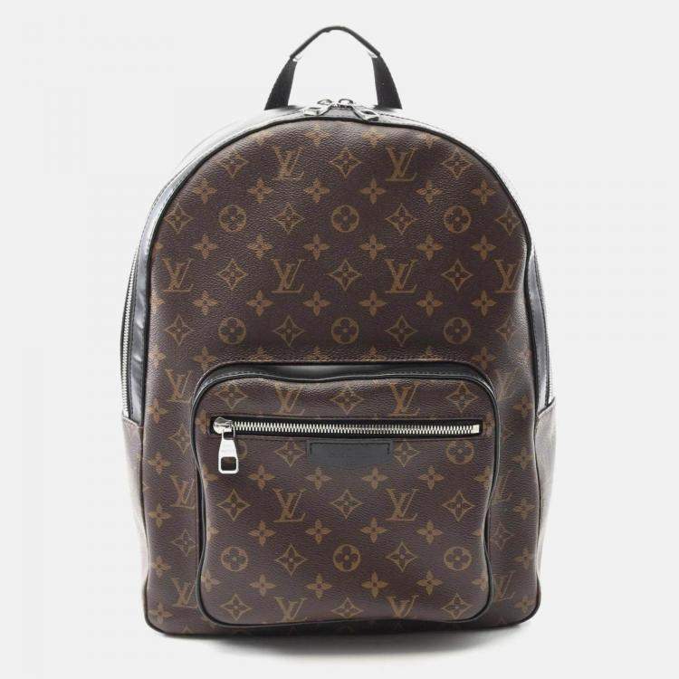 Pre Owned Louis Vuitton Josh Macassar Brown Black Monogram Coated Canvas Leather Backpack Bag