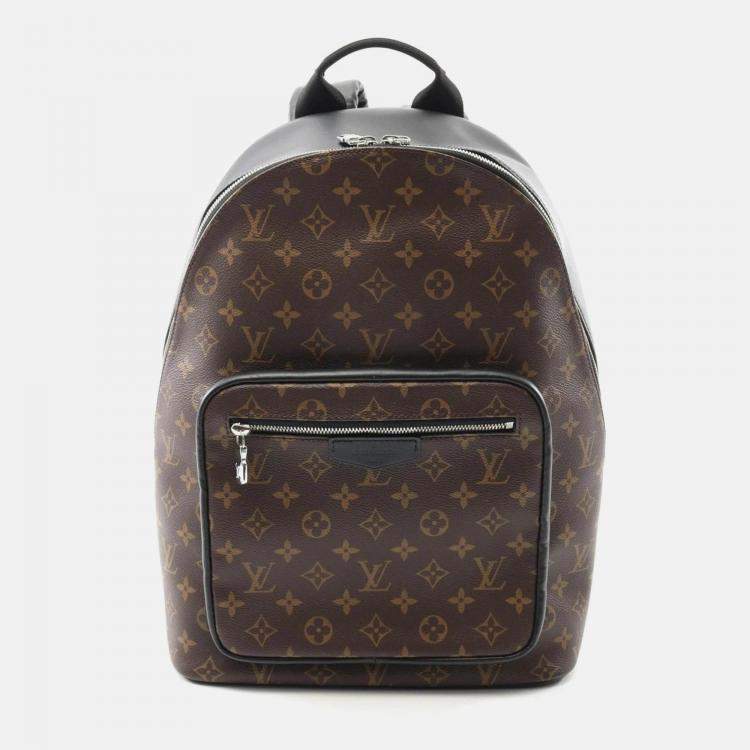 Pre Owned Louis Vuitton Josh NV Macassar Brown Black Monogram Coated Canvas Leather Backpack Bag