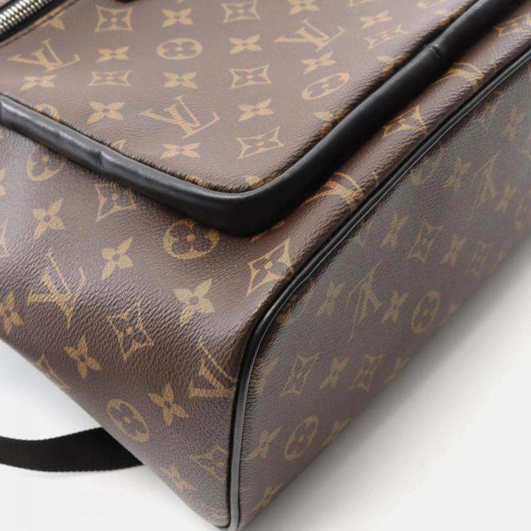 Pre Owned Louis Vuitton Josh NV Macassar Brown Black Monogram Coated Canvas Leather Backpack Bag