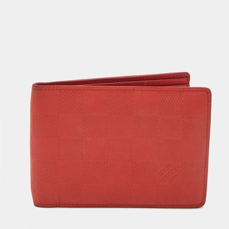 Pre Owned Louis Vuitton Orange Damier Infini Leather Multiple Wallet