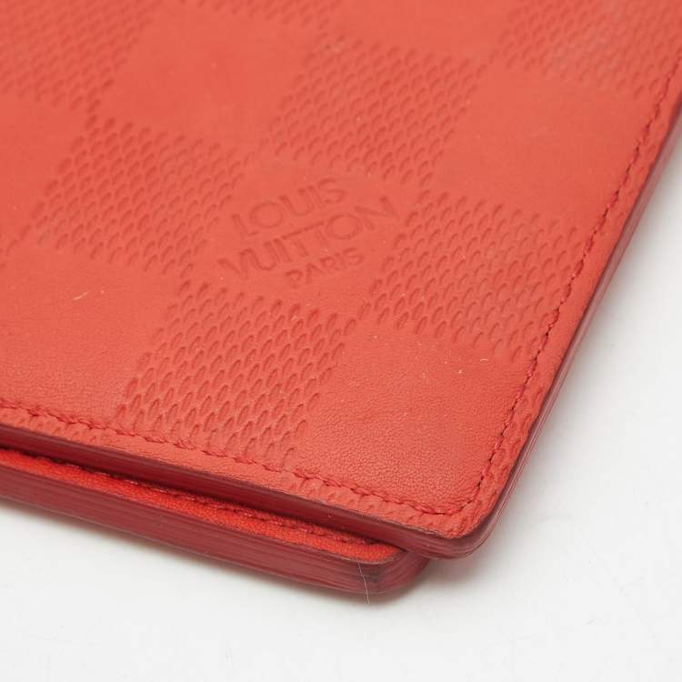 Pre Owned Louis Vuitton Orange Damier Infini Leather Multiple Wallet