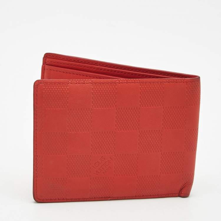 Pre Owned Louis Vuitton Orange Damier Infini Leather Multiple Wallet