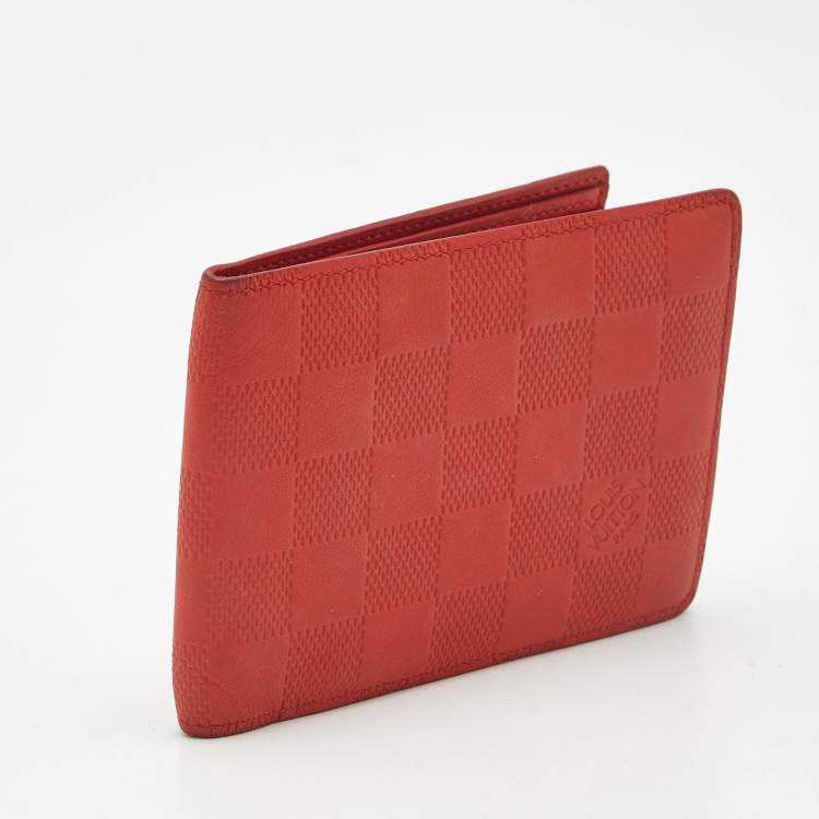 Pre Owned Louis Vuitton Orange Damier Infini Leather Multiple Wallet
