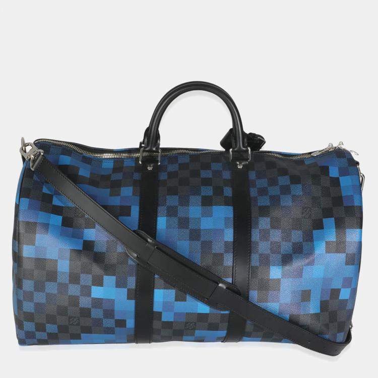 Pre Owned Louis Vuitton Blue Damier Graphite Canvas Pixel Canvas Keepall Bandouliere 50