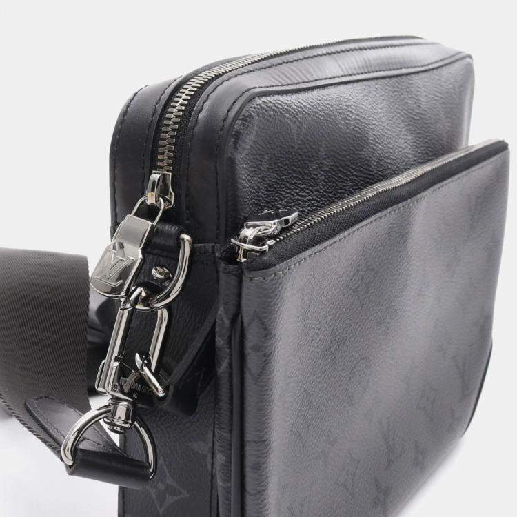 Pre Owned Louis Vuitton Trio Monogram Eclipse Black Grey Coated Canvas Shoulder Bag