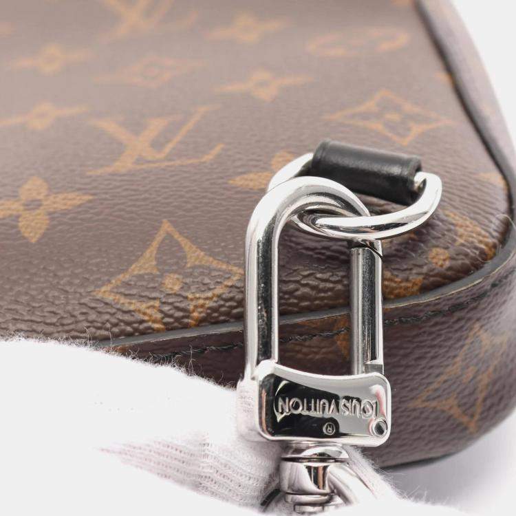 Pre Owned Louis Vuitton Avenue Monogram Macassar Brown Black Canvas Sling Bag