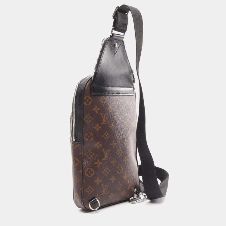 Pre Owned Louis Vuitton Avenue Monogram Macassar Brown Black Canvas Sling Bag
