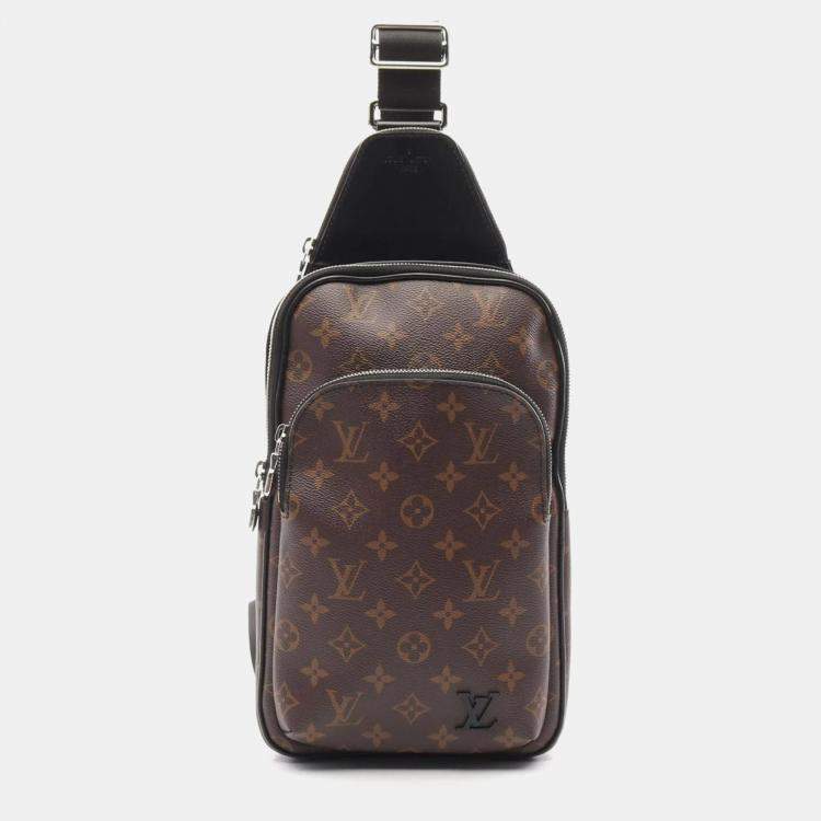Pre Owned Louis Vuitton Avenue Monogram Macassar Brown Black Canvas Sling Bag