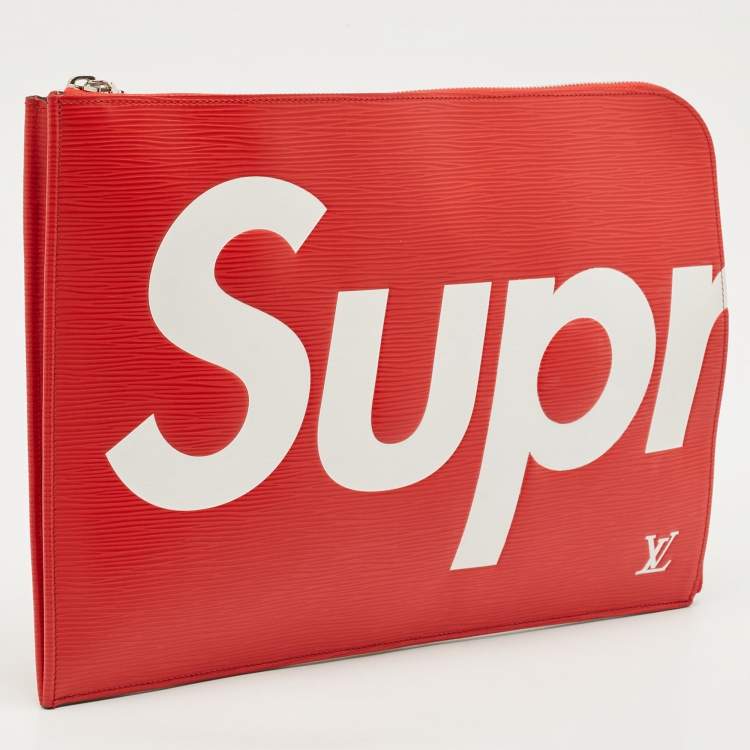 Pre Owned Louis Vuitton x Supreme Red Epi Leather Pochette Jour GM