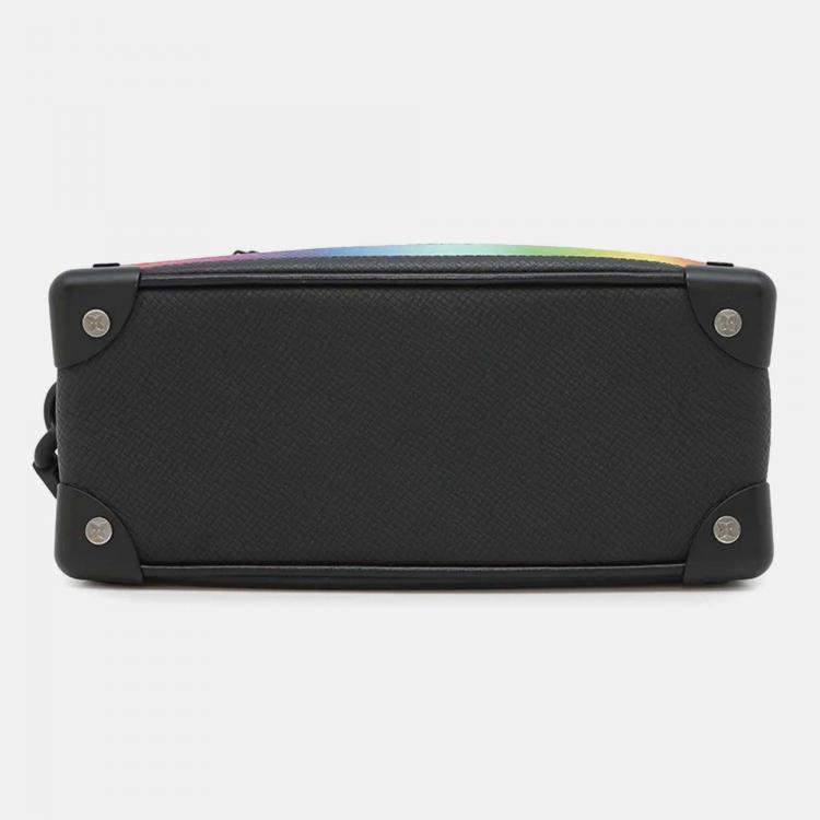 Pre Owned Louis Vuitton Mini Soft Trunk Noir/Righe Rainbow Taiga Leather Bag