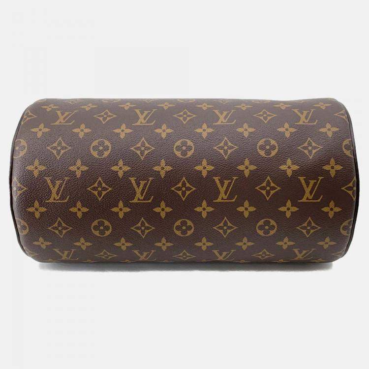 Pre Owned Louis Vuitton Soft Polochon Noir Monogram Macassar Coated Canvas Boston Bag