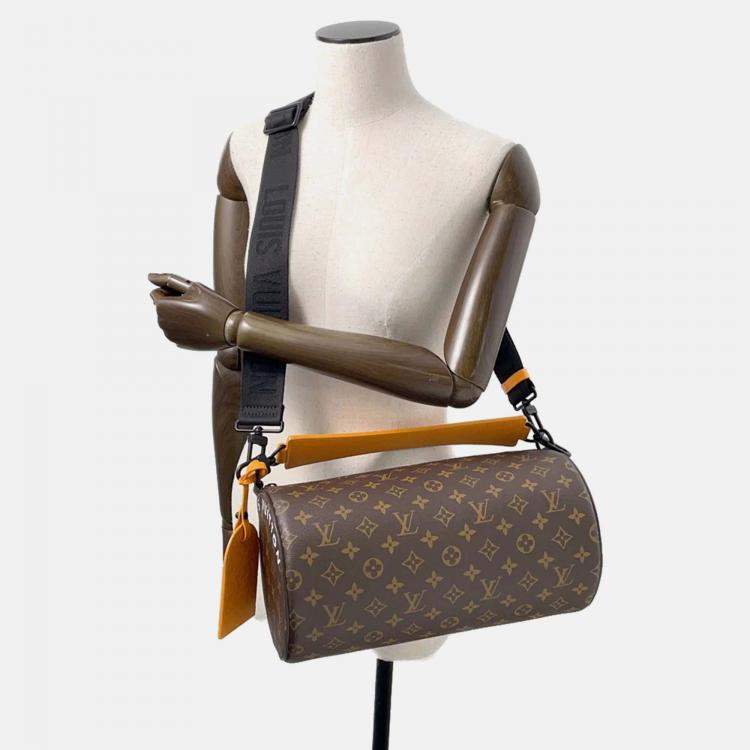 Pre Owned Louis Vuitton Soft Polochon Noir Monogram Macassar Coated Canvas Boston Bag